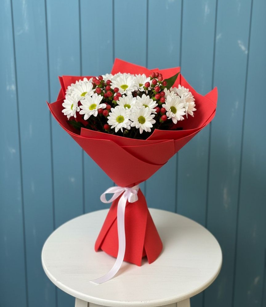 Букет ягоды на снегу в Лопатино Букет цветов из: Хризантемы в Лопатино