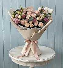 Букет бодрость в Лопатино Букет цветов из:  Розы и Лизиантусы в Лопатино