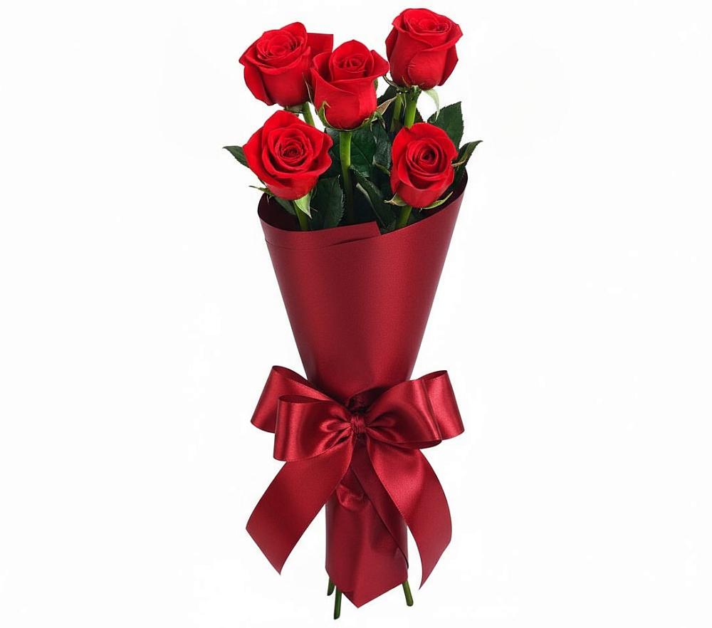 5 Красных роз Эдлесс Лав в Лопатино Букет 5 Красных роз Эдлесс Лав в Лопатино