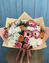 Букет гармония природы в Лопатино Букет цветов из:  Розы, Герберы и Хризантемы в Лопатино