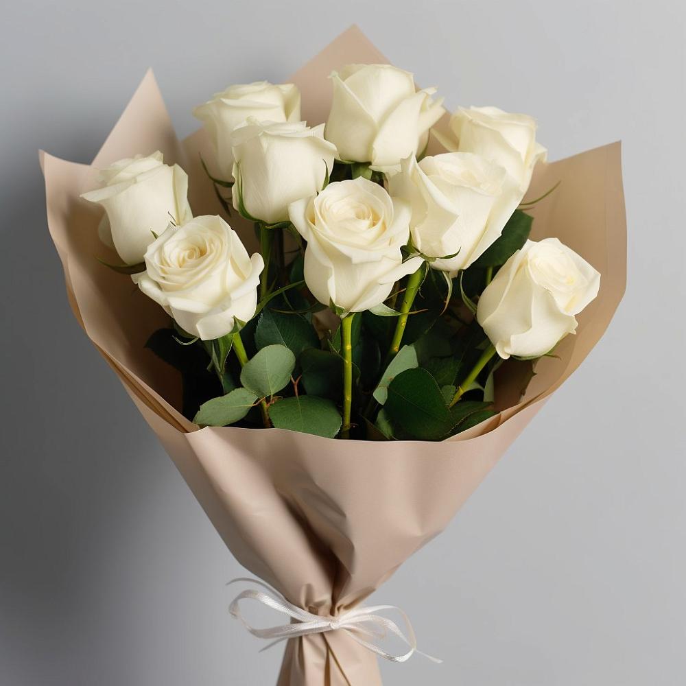 9 Белых роз Эдлесс Лав в Лопатино Букет 9 Белых роз Эдлесс Лав в Лопатино