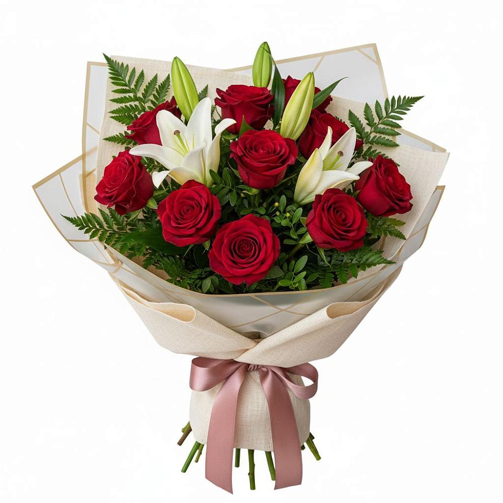 Букет цветов из: Лилии и Розы в Лопатино