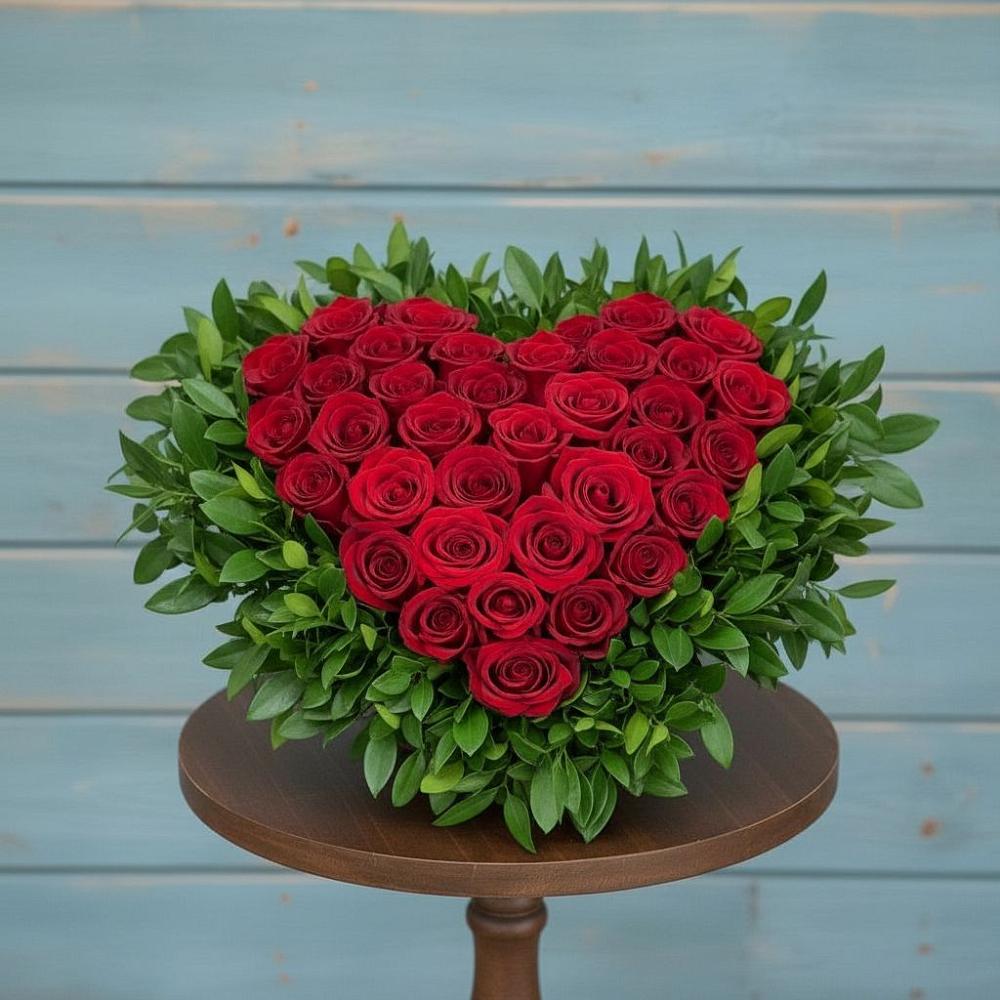 Композиция Сердце в любви в Лопатино Цветочная композиция из Розы в виде сердца в Лопатино