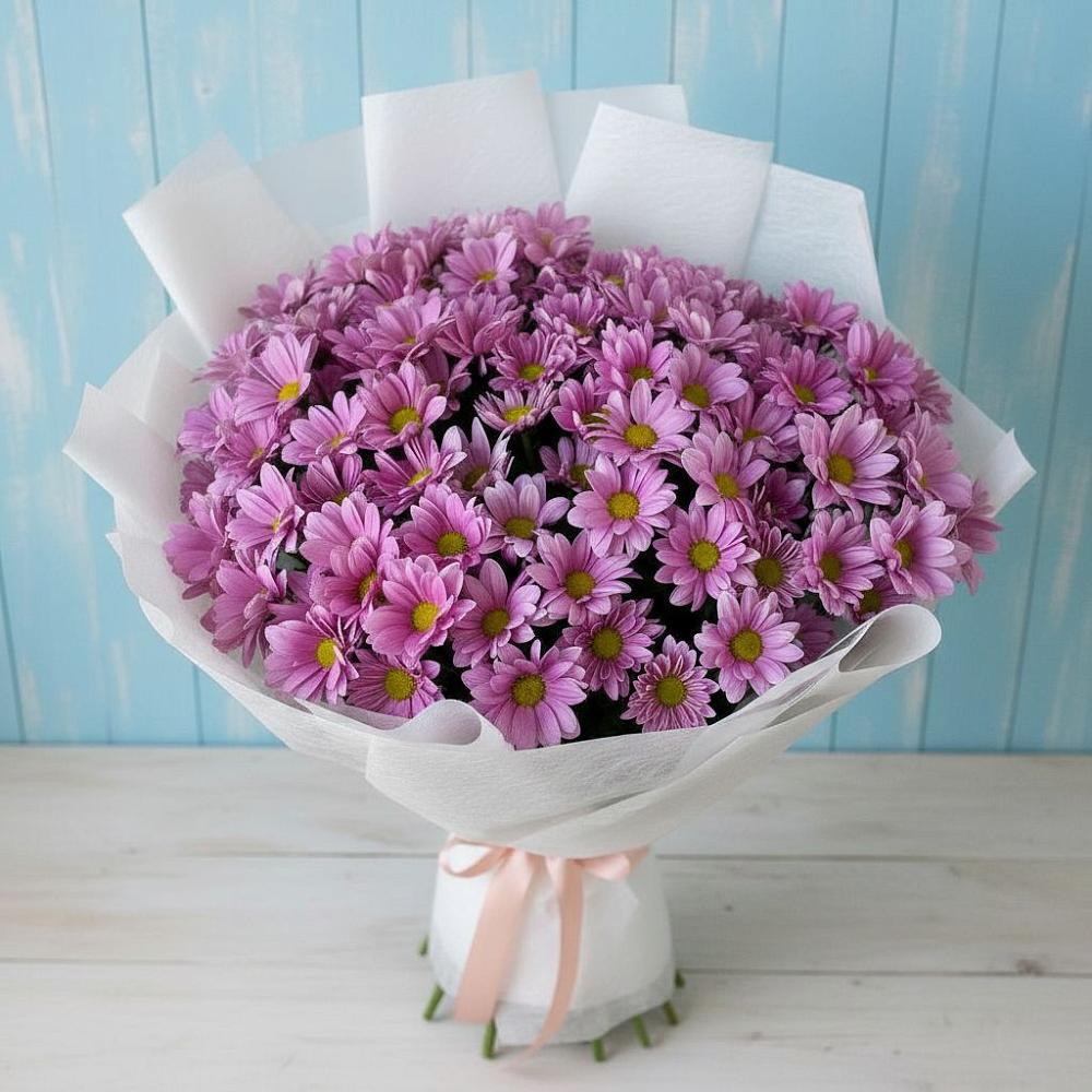 Букет сиреневая охапка в Лопатино Букет цветов из: Хризантемы в Лопатино
