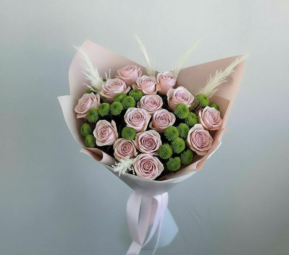 Букет доброе утро в Лопатино Букет цветов из: Розы и Хризантемы в Лопатино