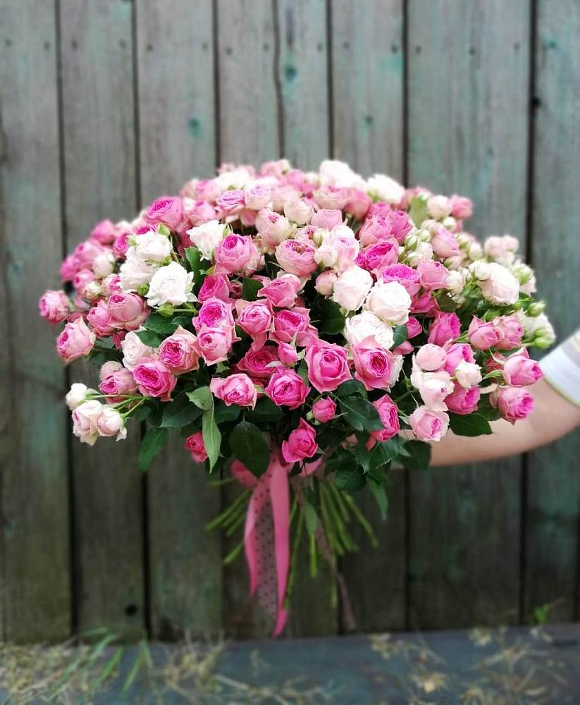 Розовые кустовые розы Натали и Лав Лидия в Лопатино Букет Розовые кустовые розы Натали и Лав Лидия в Лопатино