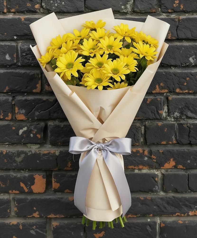 Букет Желтое настроение в Лопатино Букет цветов из: Хризантемы в Лопатино