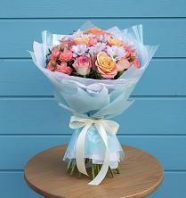 Букет Счастливые мгновение в Лопатино Букет цветов из:  Хризантемы и Розы в Лопатино