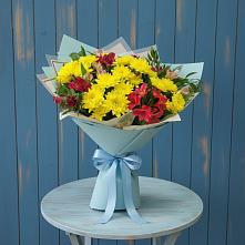 Букет сочные брызги в Лопатино Букет цветов из:  Альстромерии и Хризантемы в Лопатино
