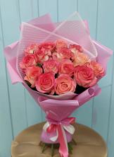 15 Розовых роз Равель в Лопатино Букет 15 Розовых роз Равель в Лопатино